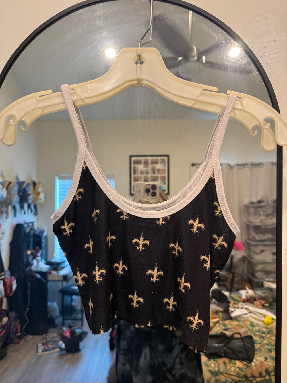 Team Apparel Black Crop Tank Top with Gold Fleur-de-Lis